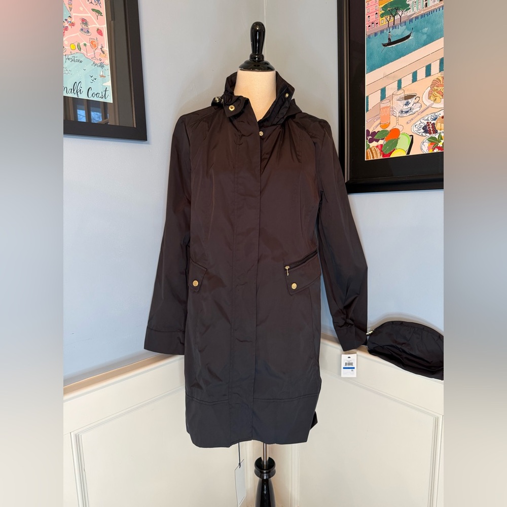 Cole Haan Signature Women's 36” Travel Packable Rain Jacket Sz L